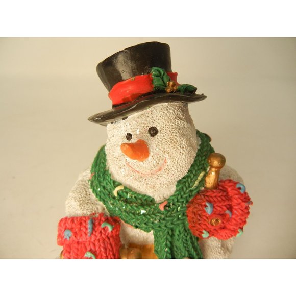 Snowman sitting, Drummer snowman, mantel décor, vintage 1990's - Picture 6 of 8